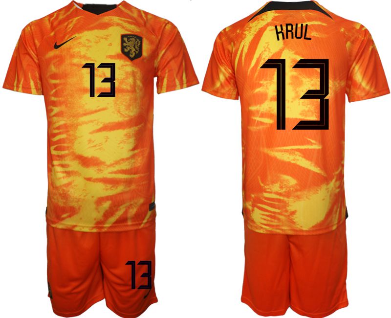 Men 2022 World Cup National Team Netherlands home orange #13 Soccer Jerseys->netherlands(holland) jersey->Soccer Country Jersey